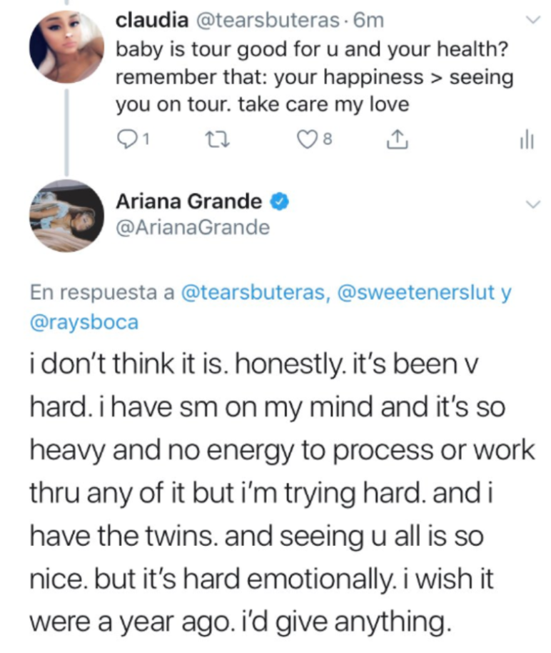 Ariana Grande sparks concern amongst fans with worrying tweets