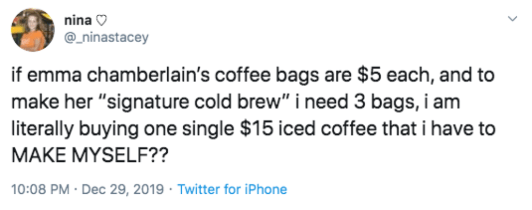 Fans Call Out Emma Chamberlain For Selling $60 Coffee