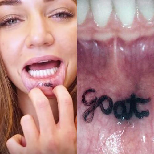 Honey” tattoo on Claudia Tihan's lower lip. | Lip tattoos, Word tattoos,  One word tattoos