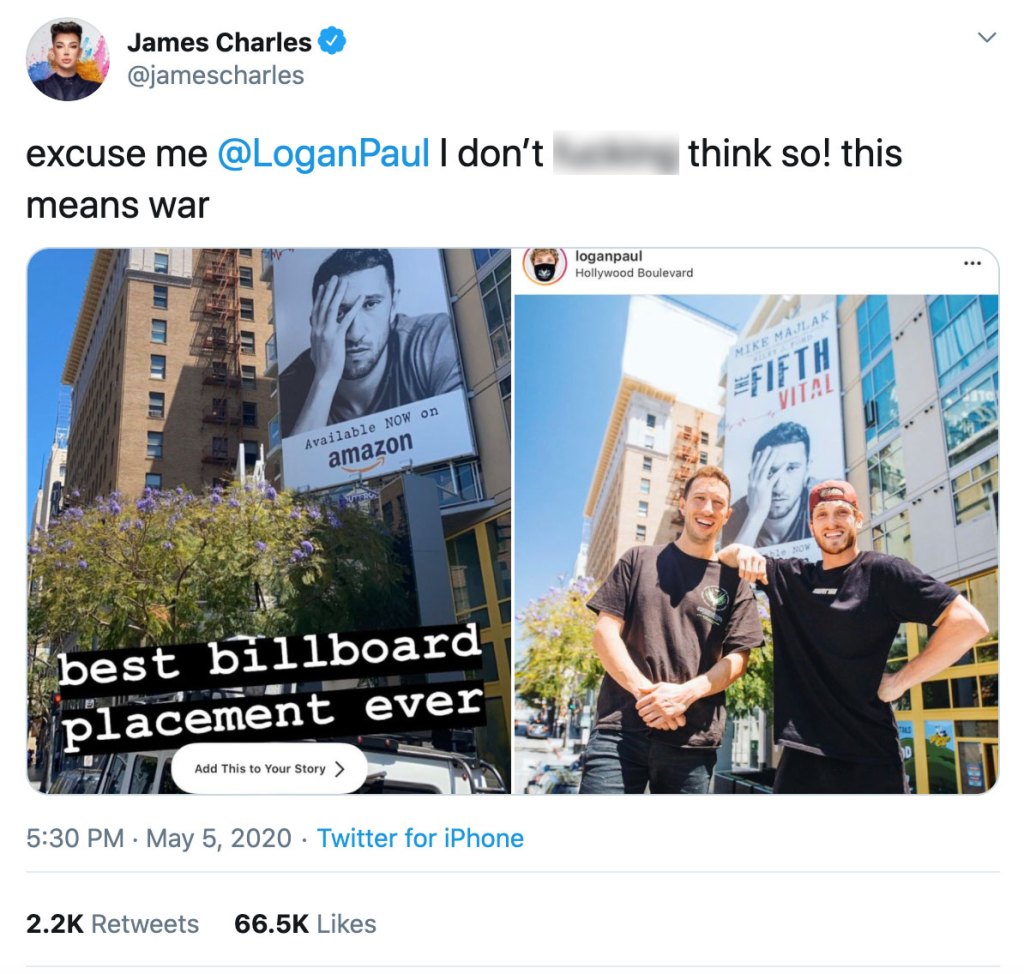 James Charles Declares War On Logan Paul: Edits Him Out Of ...