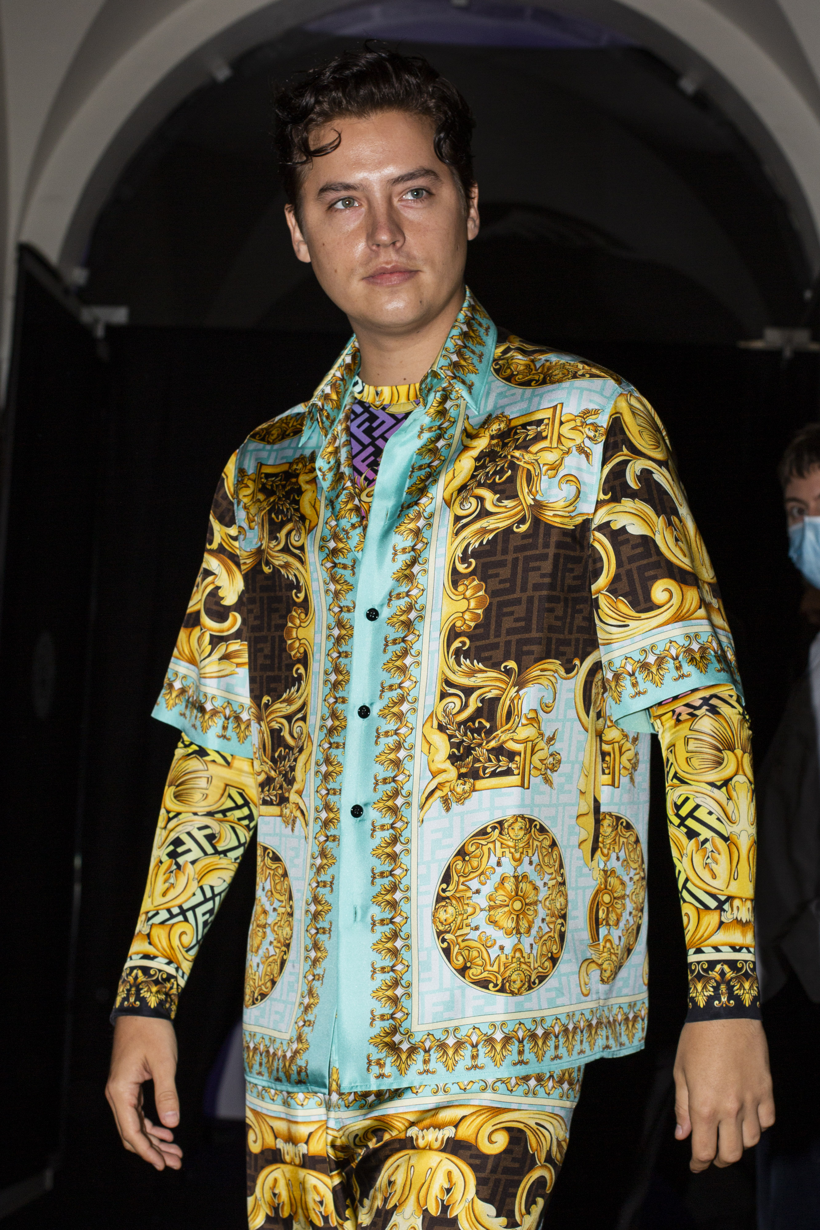 Cole Sprouse Versace Pinstripe Suit