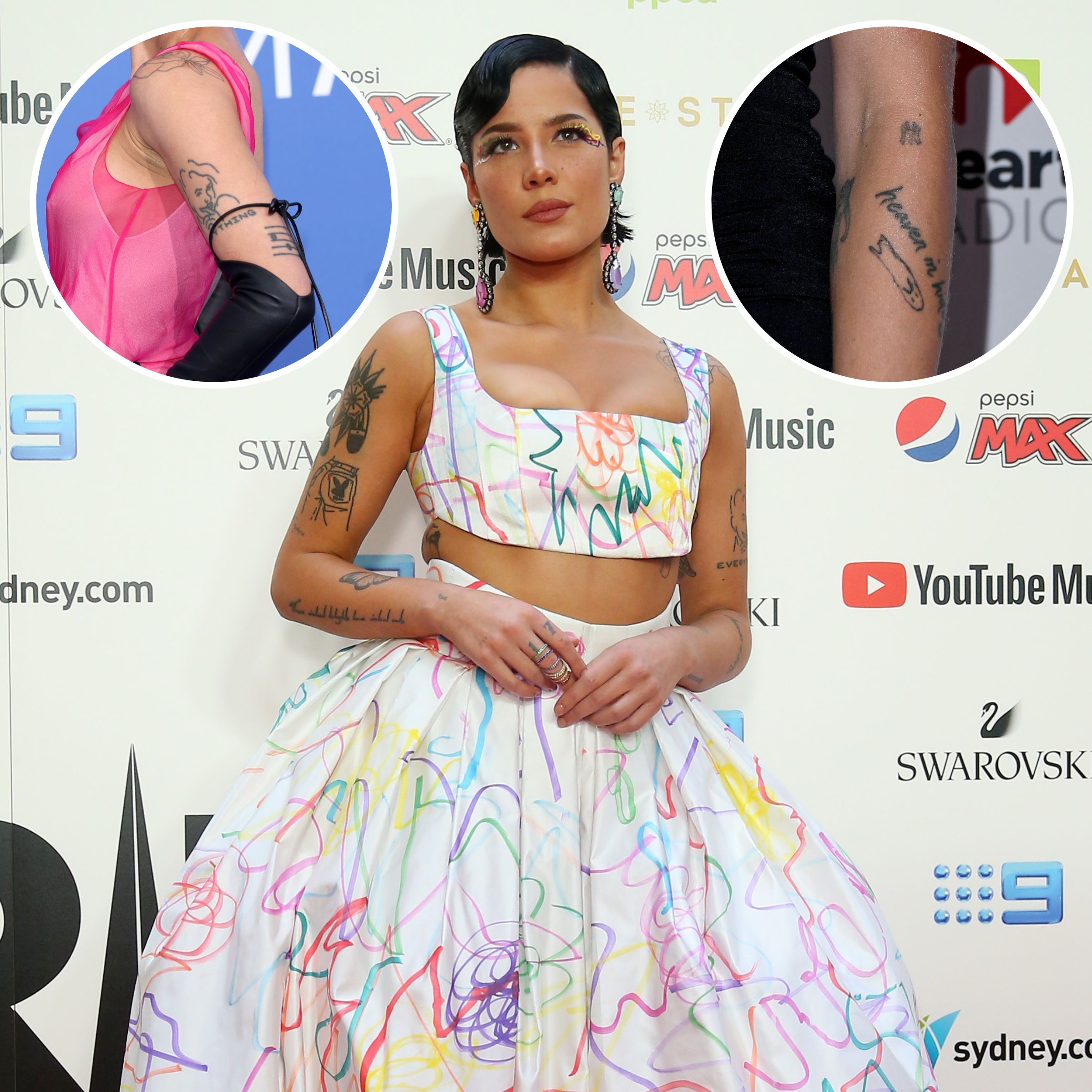 Knife tattoo on Halsey. | Halsey style, Halsey, Gender neutral outfits