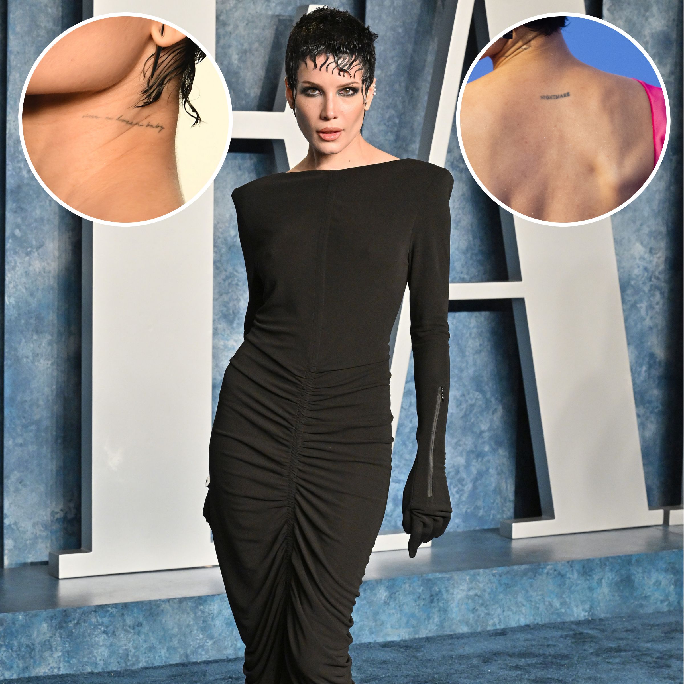 HD wallpaper: woman with tattoo and wearing black dress, Halsey, Ashley  Frangipane | Wallpaper Flare